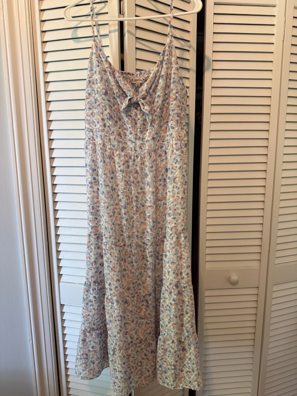 Pastel Blue Floral Tie-Front Midi Dress